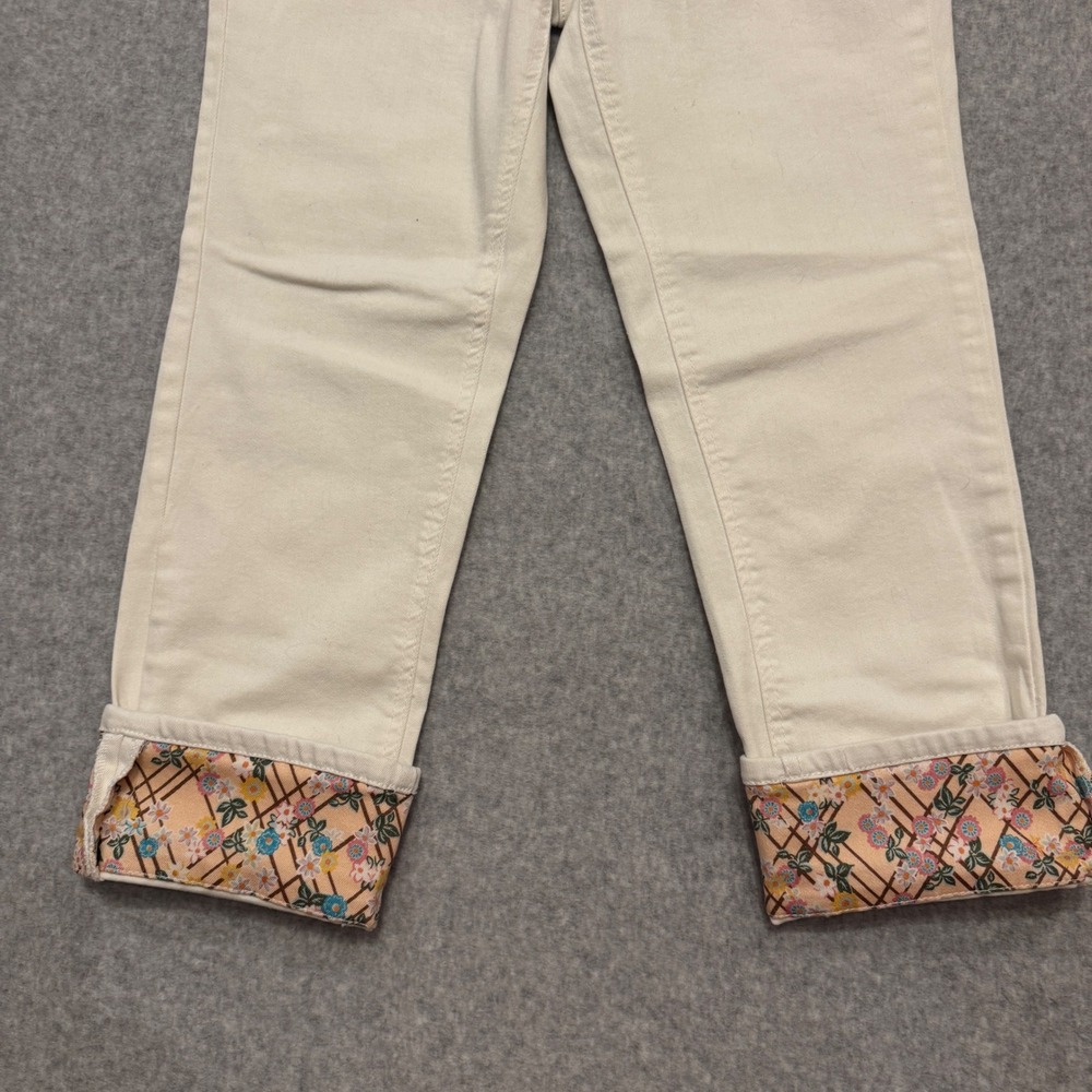 NWT Matilda Jane Womens White Floral Cuffed Denim Jeans Size 8 Straight Leg - Picture 8 of 12